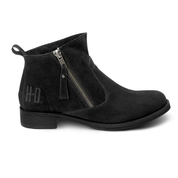 HARLEY-Davidson® Women's Melita Black Suede Leather Ankle Boots - Size:7.5 - Picture 2 of 8